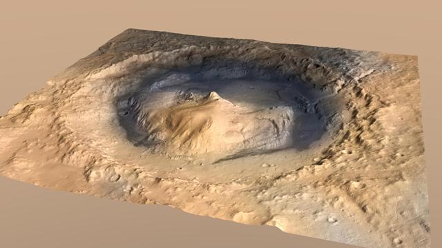 計画ではキュリオシティは火星の「ゲール・クレーター」を探査する予定=NASA提供