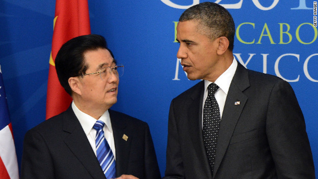 中国の胡錦濤国家主席（左）と米国のオバマ大統領