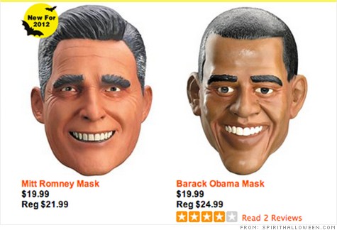 仮装用マスクの売り上げではオバマ氏が勝利＝スピリット・ハロウィーンのホームページから