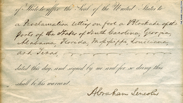 リンカーン大統領の署名入り文書＝ラアブ・コレクションから