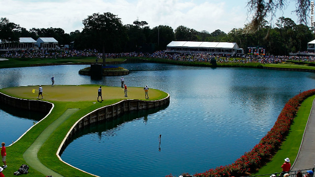 ＴＰＣソーグラスの名物：米フロリダ州のゴルフコース、ＴＰＣソーグラスには周りが池に囲まれた「浮き島」のグリーンとして知られる「アイランド・グリーン」がある
