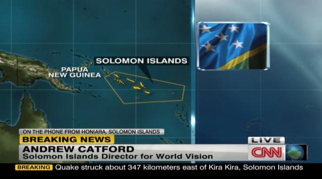 南太平洋のソロモン諸島沖でＭ８．０の地震が発生