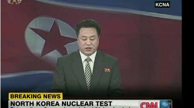 ３度目の核実験を伝える北朝鮮のアナウンサー