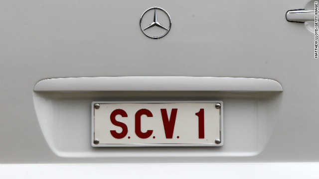 法王専用車のナンバープレート。ＳＣＶは「バチカン市民の地位」を表すという