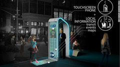 ビデオ通話が可能なハイテク公衆電話「ＮＹＣ　Ｌｏｏｐ」。歩道に投射される「情報パドル」を使って広告や双方向イラストなどを表示させることもできる