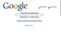１９９９年１０月のGoogle.comのランディングページ＝Internet Archive Wayback Machine提供