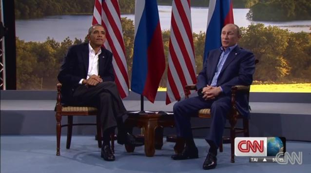 協議を行うオバマ米大統領（左）とプーチン露大統領。シリア問題では意見が割れた