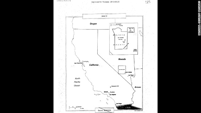 エリア５１の位置を示す地図＝NATIONAL SECURITY ARCHIVES提供