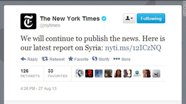 米紙ニューヨーク・タイムズはトラブルを受けツイッターでニュース配信＝ツイッターから