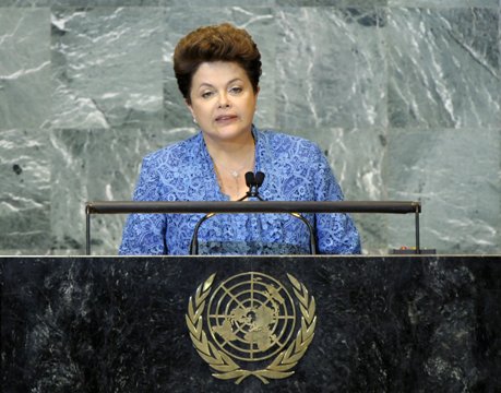 ブラジルのルセフ大統領。訪米の延期が決まった＝UN Photo/Marco Castro提供