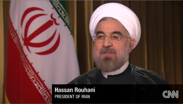 ＣＮＮのインタビューに答えるイランのロハニ大統領