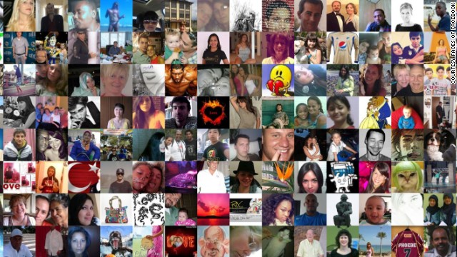 拡大すると写真がフェイスブックに参加した順番に並べられている＝The Faces of Facebookから