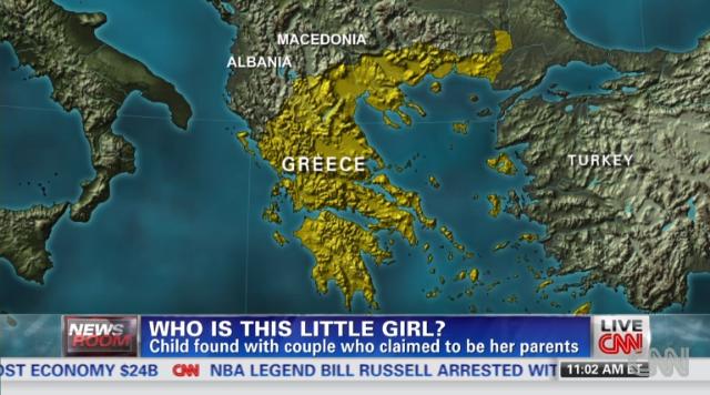 ギリシャ中部のロマ族の集落で白人の少女が見つかり保護された