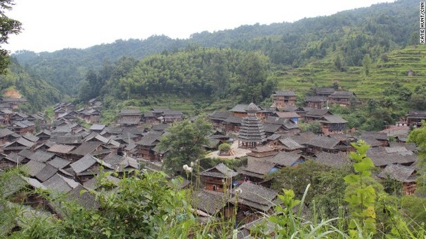 中国貴州省の深い山の中にある小さな村、大利