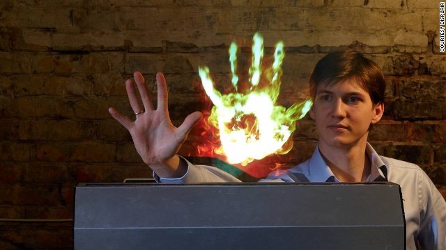 「ディスプレア」は霧でできたシートの上に立体イメージを照射=DISPLAIR提供