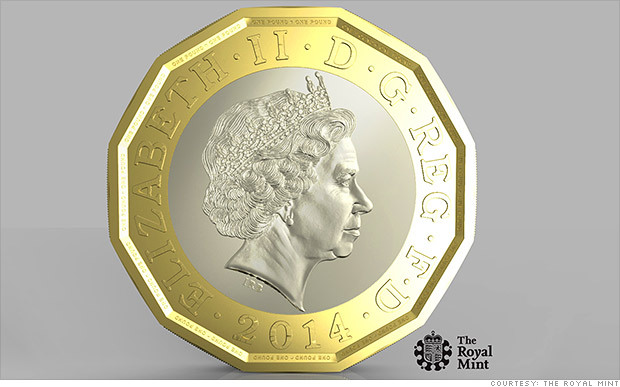 新しい１ポンド硬貨は２０１７年から流通予定＝英王立造幣局提供
