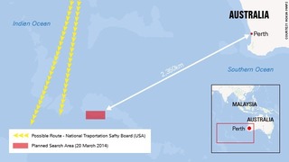 オーストラリア西方沖で捜索を実施＝NOKIA MAPS提供