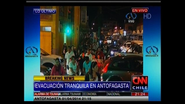 チリ北部でＭ８．２の地震が発生した＝CNN Chile/Antofagasta TV提供