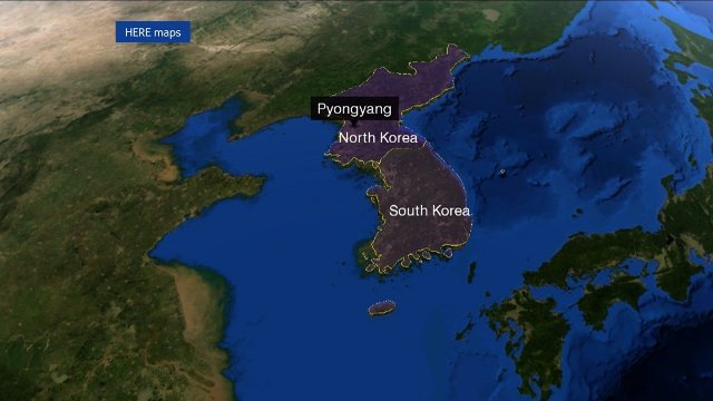 墜落した２機の無人機は北朝鮮製との見方が出ている＝HERE Maps提供
