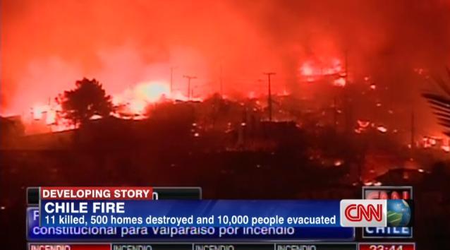 南米チリの港湾都市バルパライソで山火事が発生