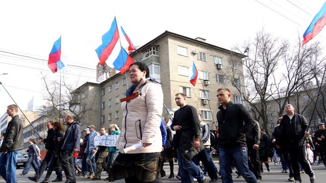 親ロシア派のデモ＝ドネツク、３月１５日