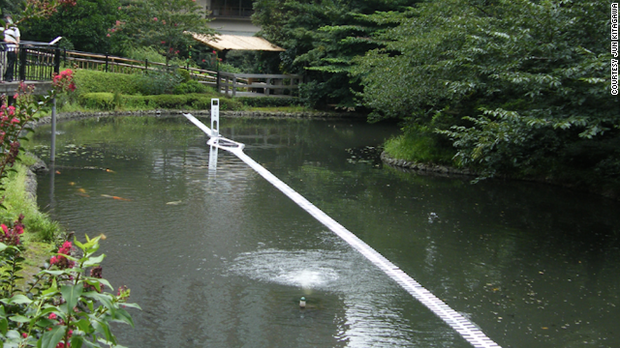ホテル椿山荘東京の池にもジッパーが出現=同氏提供