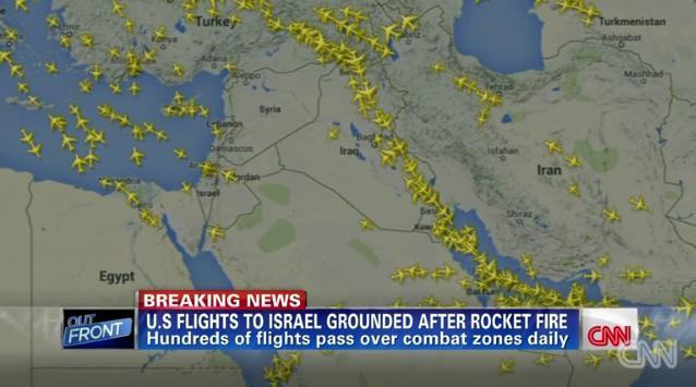 イラクなど紛争地帯の上空を毎日多くの旅客機が飛んでいる