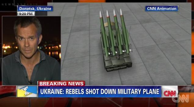 ウクライナ政府は地対空ミサイルで同国の戦闘機が撃墜されたと発表