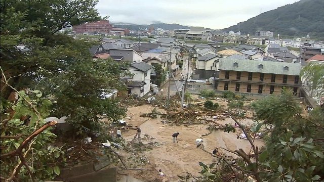 広島の土砂災害により３９人の死者が出ている＝テレビ朝日提供
