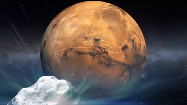 彗星が火星へ接近するときのイメージ図