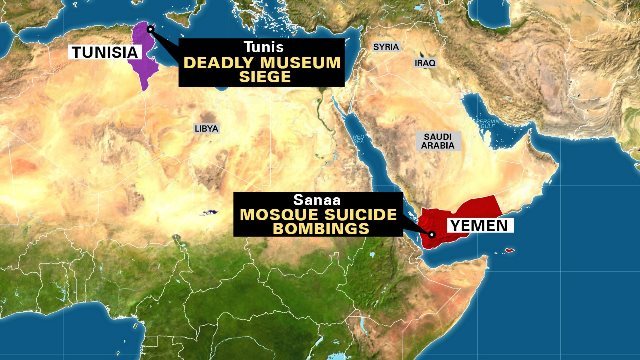 イエメン首都サヌアの２つのモスルで自爆テロが発生
