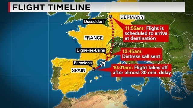 ドイツ格安航空会社ジャーマンウィングス９５２５便がフランス南東部に墜落