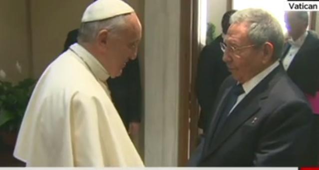 キューバのラウル・カストロ国家評議会議長とローマ法王フランシスコとの会談が初めて実現