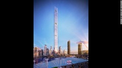 高さ７１１メートルの「ドバイ・ワン・タワー」は世界最高層マンションに。１６１階にはレストランも開設＝MEYDAN CITY CORPORATION