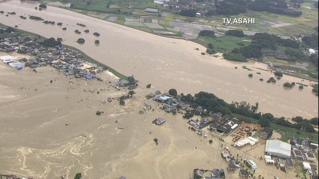 記録的豪雨により河川がはん濫＝テレビ朝日