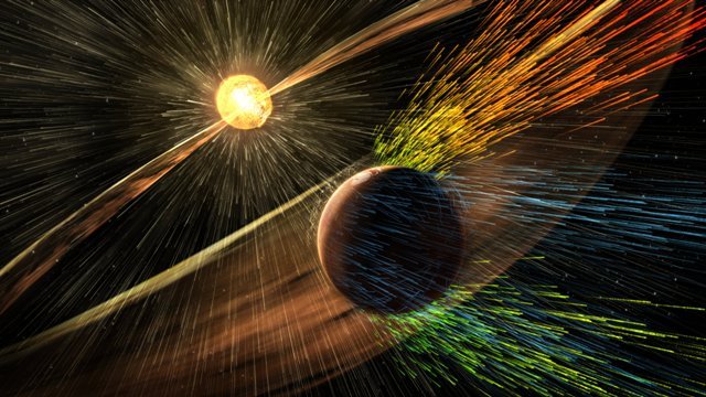 太陽風が火星の大気から大量のイオンを奪い、乾いた惑星に変えたという＝NASA/GSFC