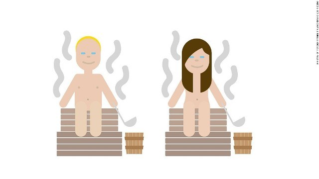 全裸でサウナを楽しむ男女の姿をイラスト化＝Ministry of Foreign Affairs Finland/Bruno Leo Ribeiro