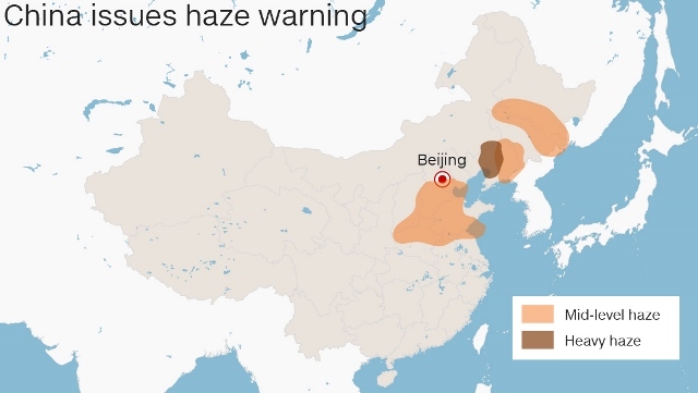 中国東北部で深刻なスモッグが発生
