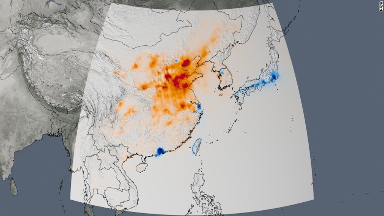 05年から14年にかけてのトレンドを示した日本や中国などの地図