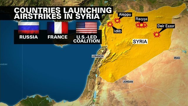 ロシアや米国、フランスがシリアで空爆を行ってる