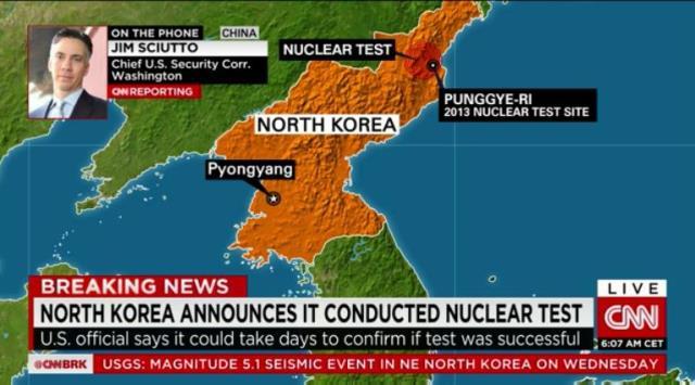 北朝鮮が水爆実験に成功したと発表した