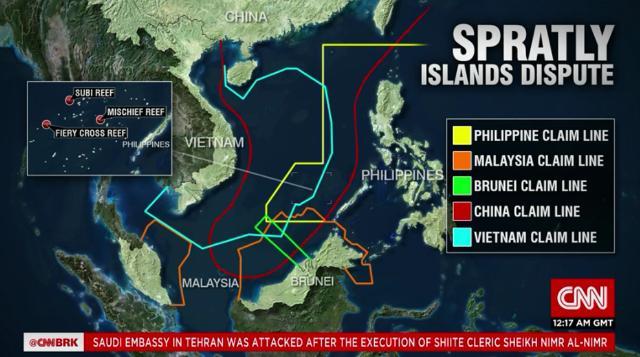 周辺国が領有権を主張するスプラトリー諸島