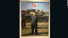 センターの壁にかけられた金正恩第１書記の写真