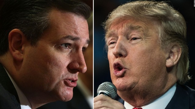 主流派を退け、大統領選初戦を制した共和党のクルーズ氏（左）と２位のトランプ氏