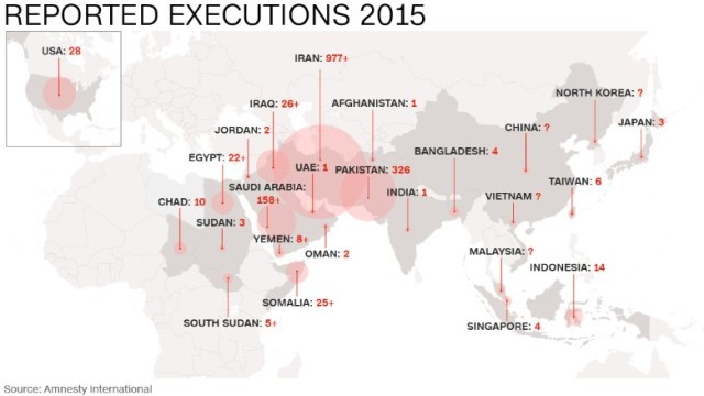 イラン、パキスタン、サウジでの執行数が９０％を占めるという
