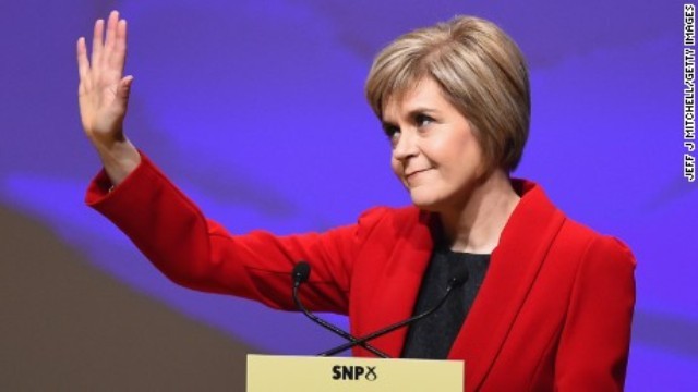 ＳＮＰのスタージュン党首。ＳＮＰはスコットランドで第１党を維持