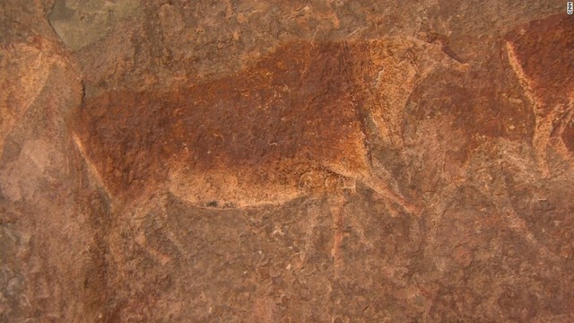 4.壁画にはさまざまな動物が描かれているが、精神世界の動物なので、いびつな形をしているものが多い