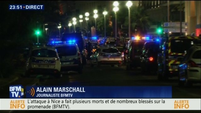 祝祭日の南仏ニースでトラックが人混みに突っ込む事件が発生＝BFM TV