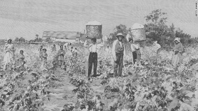 綿花のプランテーションで働く奴隷たちを描いた版画
