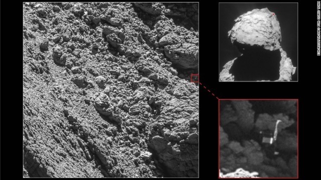 彗星の地表の画像から着陸機「フィラエ」の姿を確認